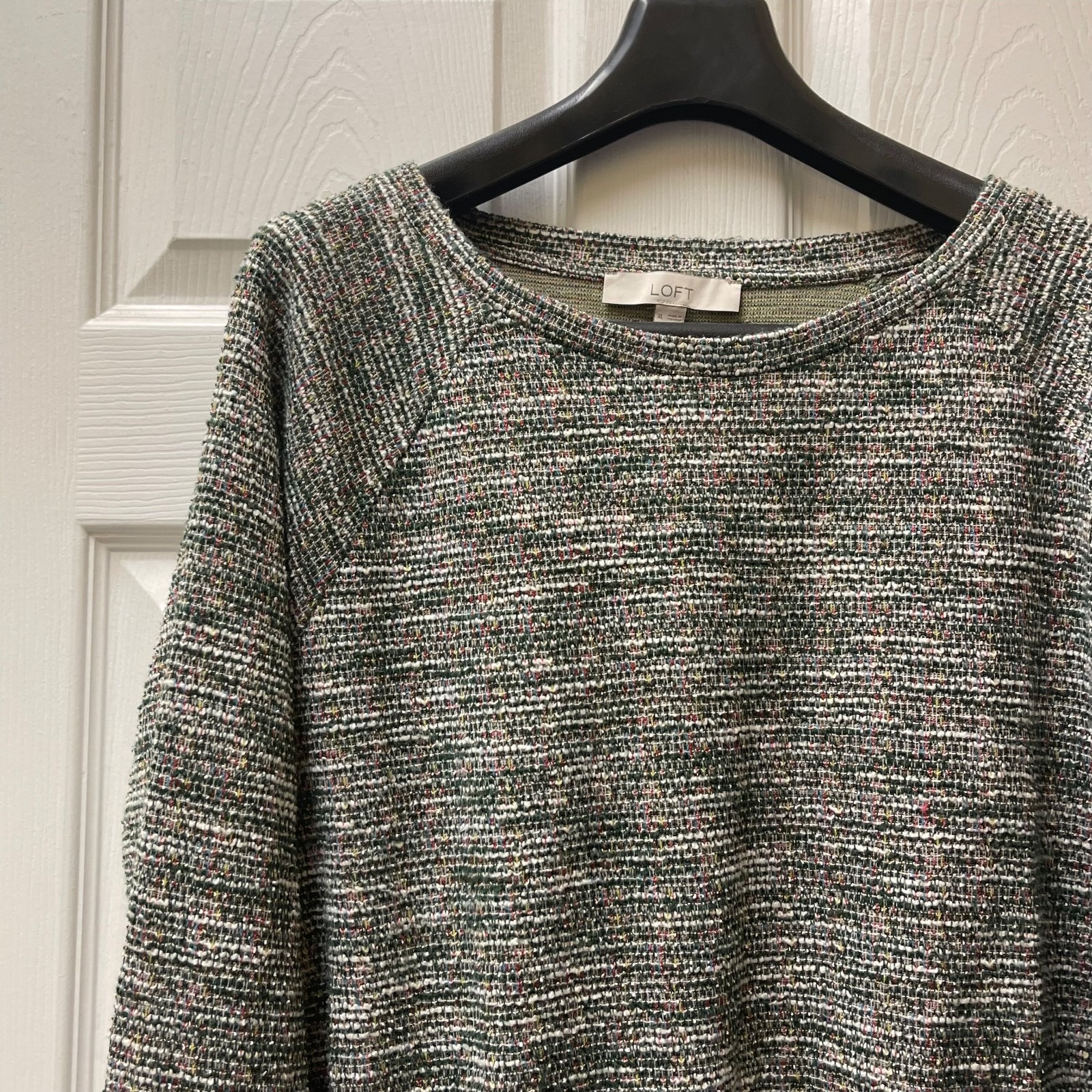 Loft Women Xl Multicolor Spacedye Textured Knit Boat Neck Pullover Tunic Knit